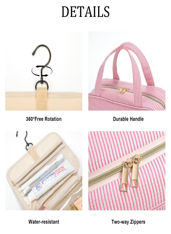 YOOLIFE Initial Hanging Toiletry Bag for Teen Girl - Birthday Gifts for 11 12 13 14 15 16 17 18 19 Year Old Girls, Travel Toiletry Bag Gifts for Mom Daughter Sister Friends, Letter A, Pink - Image 4